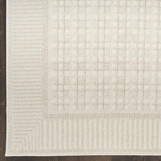 6' Ivory Geometric Runner Rug Photo 6