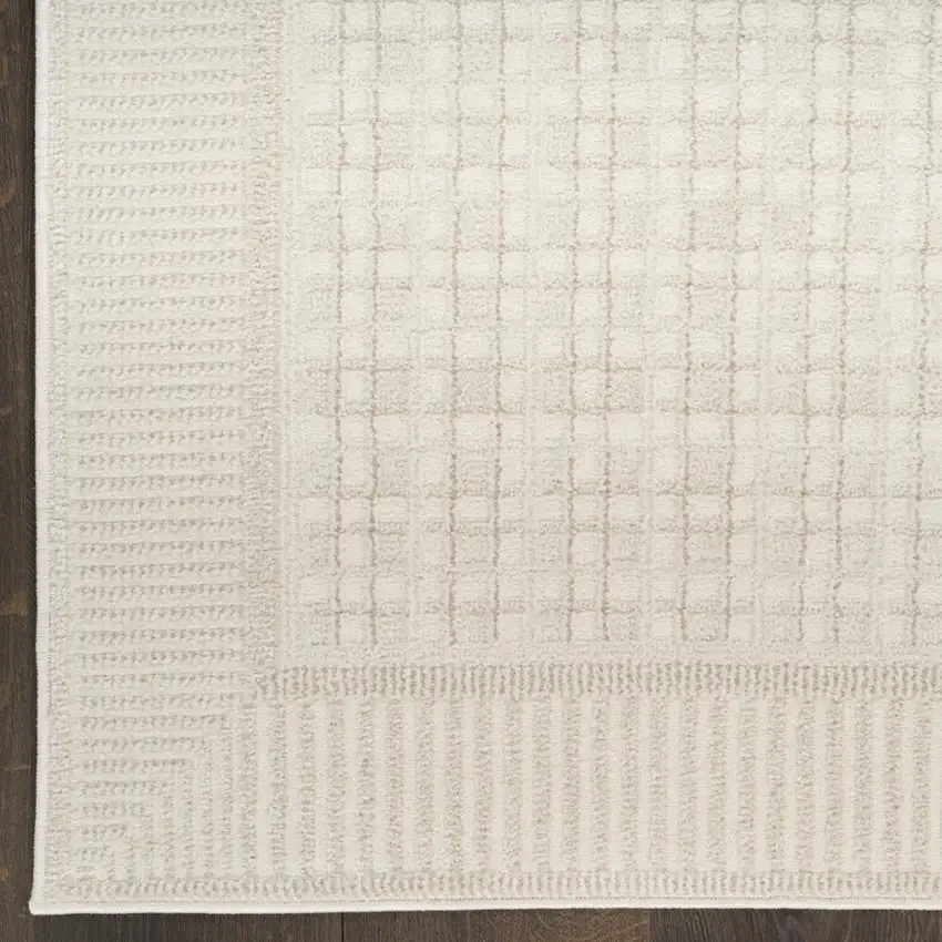 6' Ivory Geometric Runner Rug Photo 6