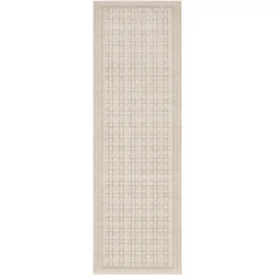 6' Ivory Geometric Runner Rug Photo 2