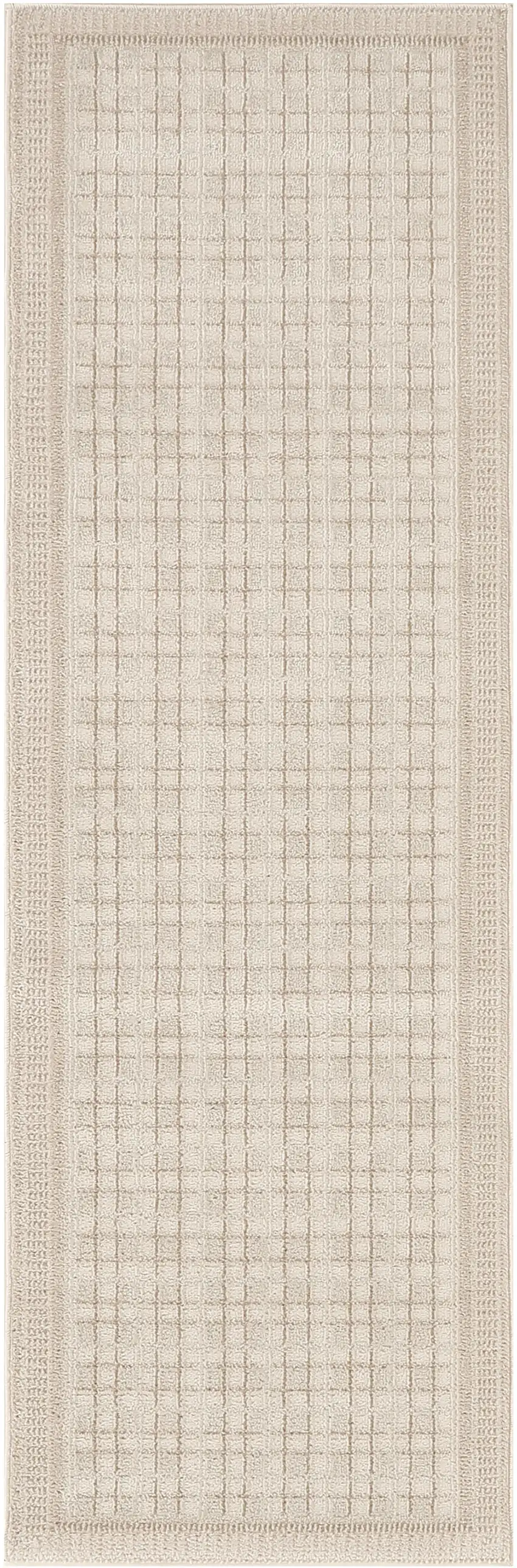 6' Ivory Geometric Runner Rug Photo 2