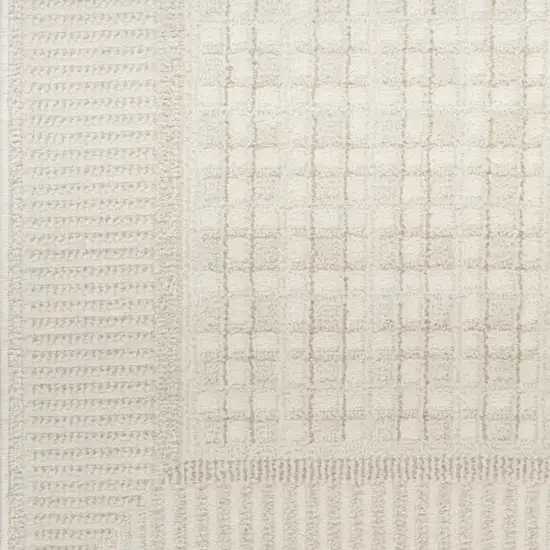 6' Ivory Geometric Runner Rug Photo 7