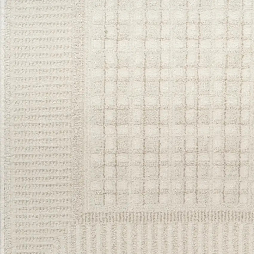 6' Ivory Geometric Runner Rug Photo 7
