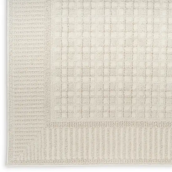 6' Ivory Geometric Runner Rug Photo 9