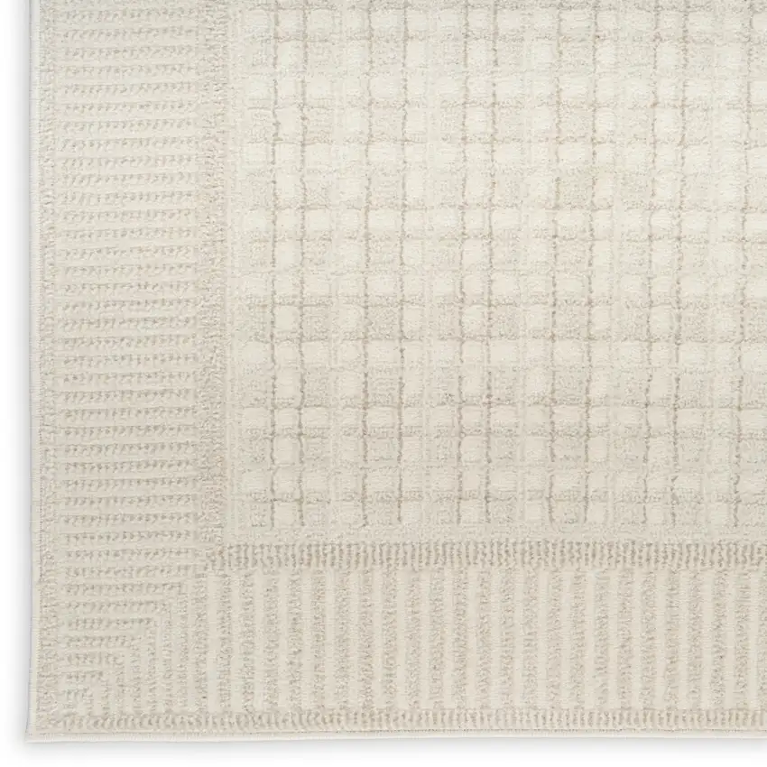 6' Ivory Geometric Runner Rug Photo 9