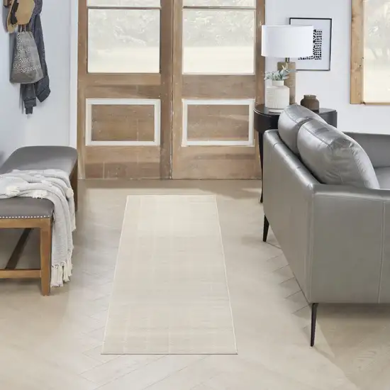 6' Ivory Geometric Runner Rug Photo 5