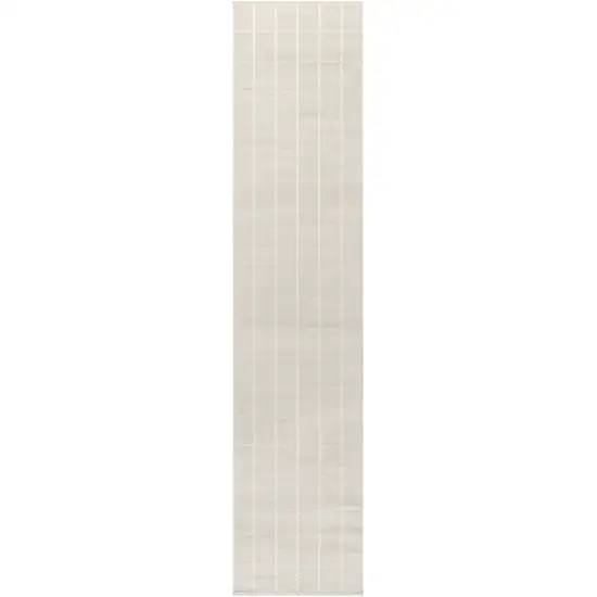 6' Ivory Geometric Runner Rug Photo 6