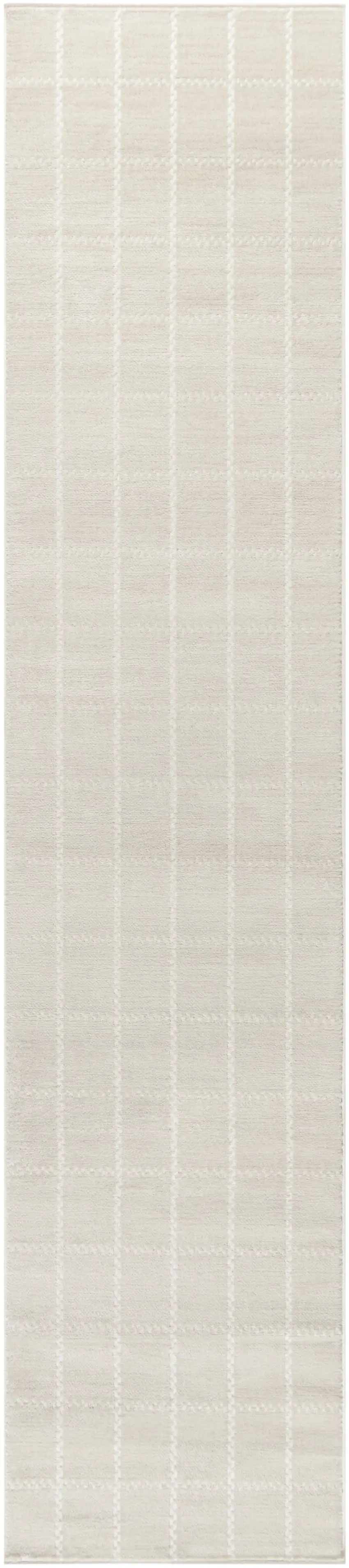 6' Ivory Geometric Runner Rug Photo 6