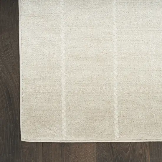 6' Ivory Geometric Runner Rug Photo 9