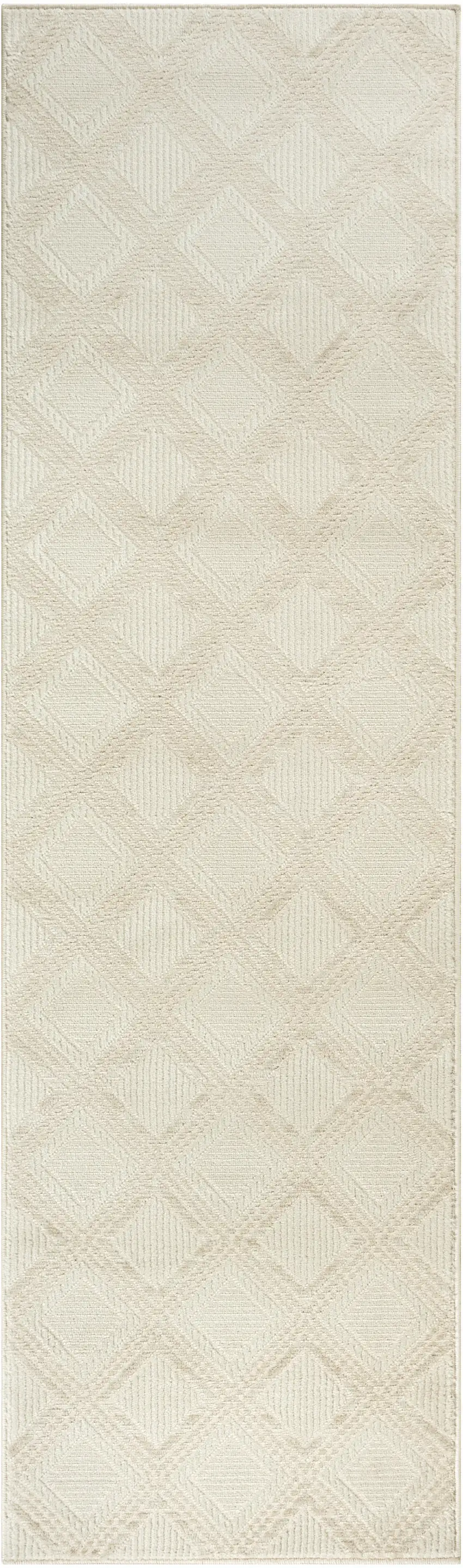 8' Ivory Geometric Runner Rug Photo 2