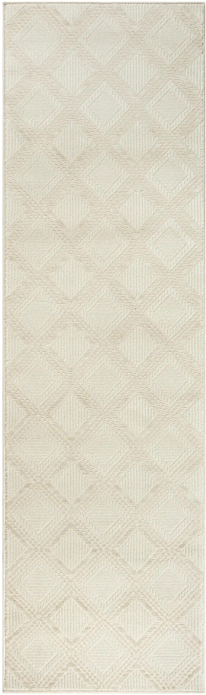 8' Ivory Geometric Runner Rug Photo 4