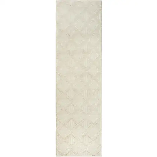 8' Ivory Geometric Runner Rug Photo 4