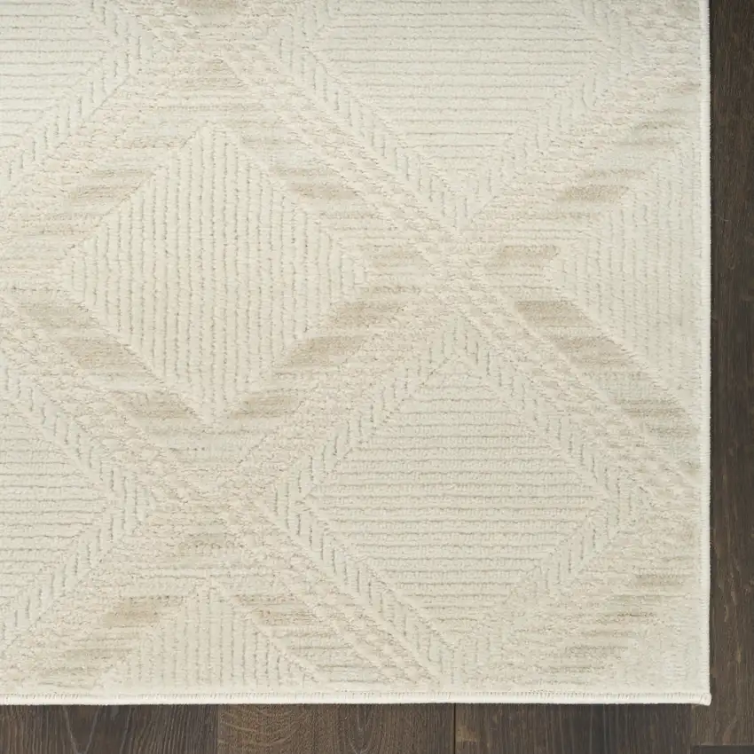 8' Ivory Geometric Runner Rug Photo 7