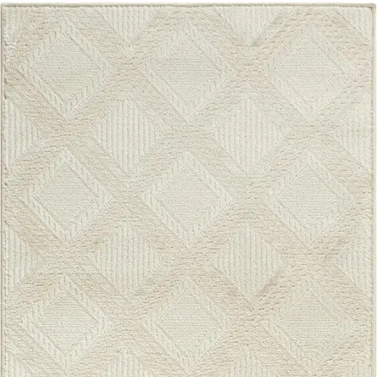 8' Ivory Geometric Runner Rug Photo 3