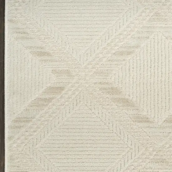 8' Ivory Geometric Runner Rug Photo 6