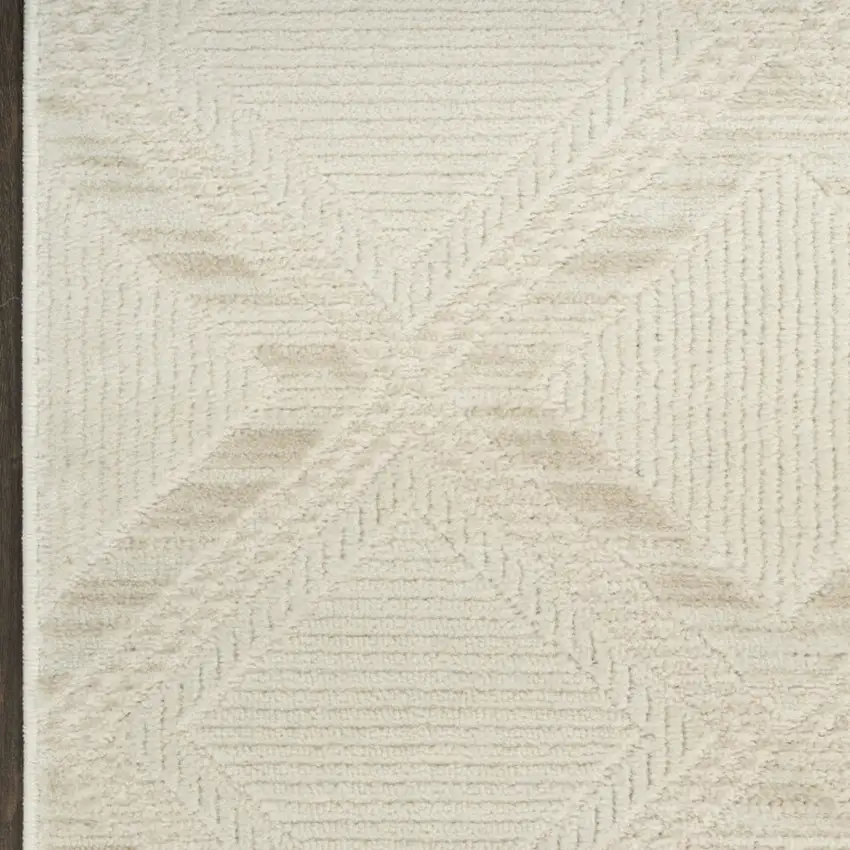 8' Ivory Geometric Runner Rug Photo 6