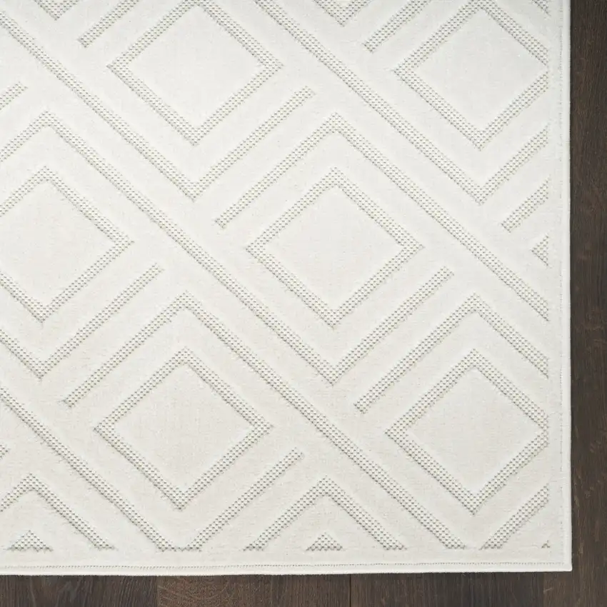 6' Ivory Geometric Runner Rug Photo 5