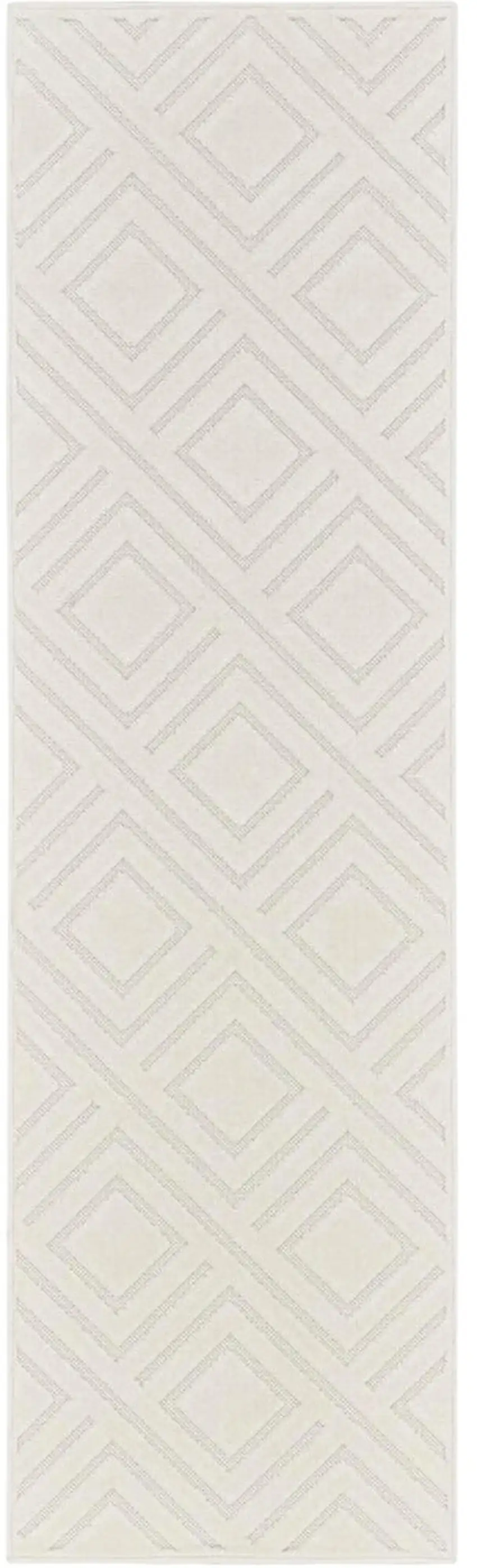 6' Ivory Geometric Runner Rug Photo 1