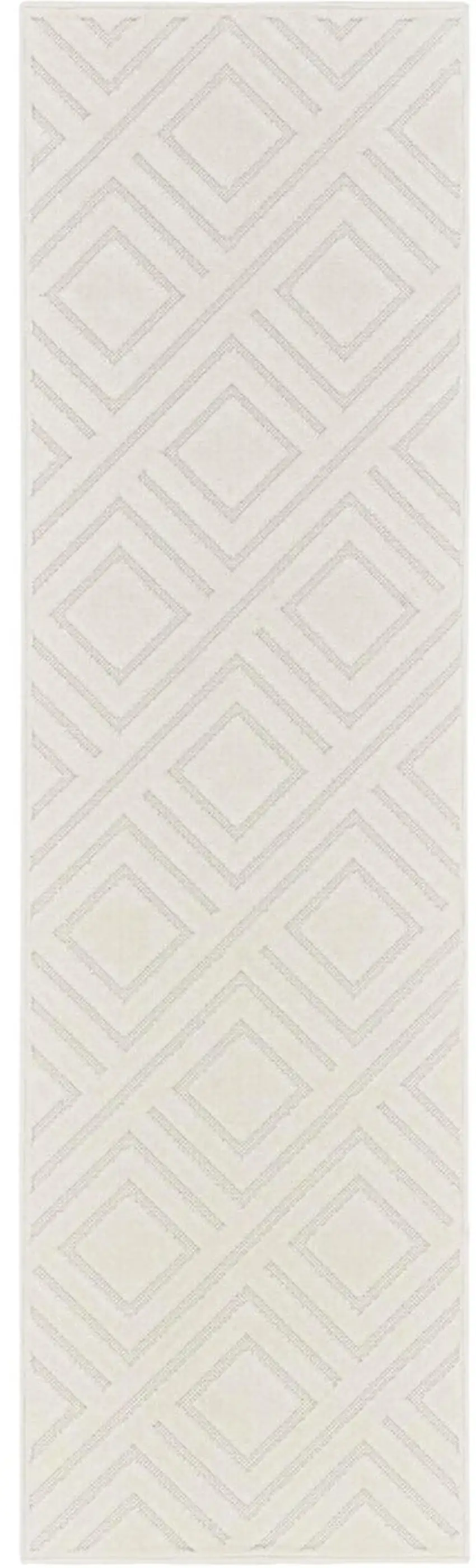 6' Ivory Geometric Runner Rug Photo 4