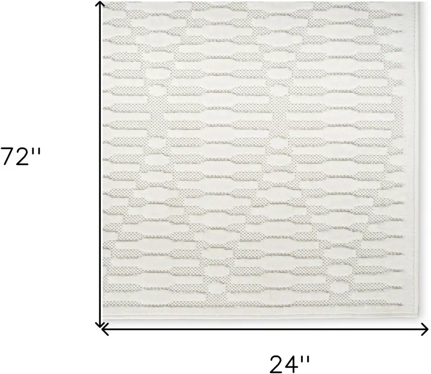 6' Ivory Geometric Runner Rug Photo 9
