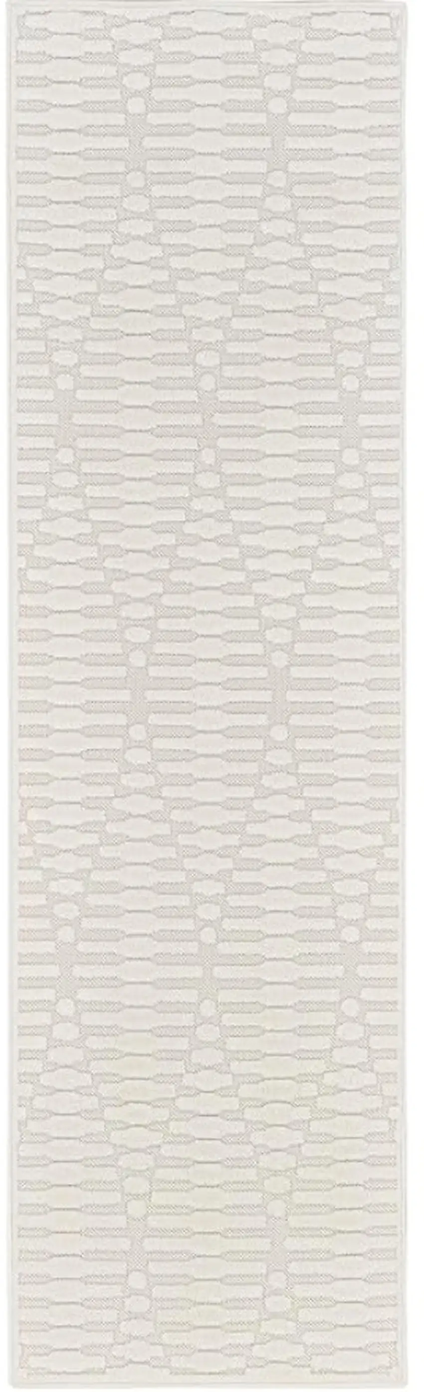 6' Ivory Geometric Runner Rug Photo 3