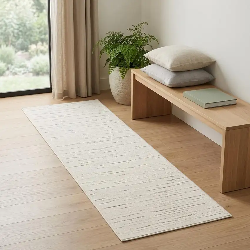 6' Ivory Geometric Runner Rug Photo 1