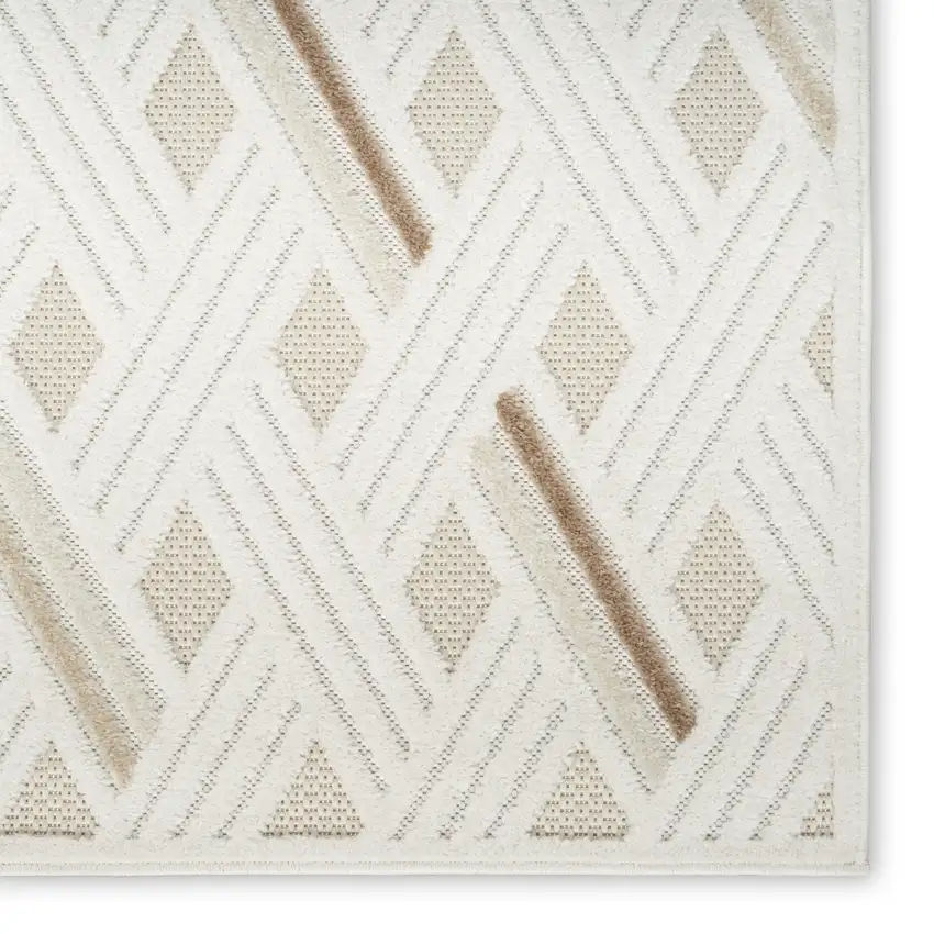 6' Ivory Geometric Runner Rug Photo 5