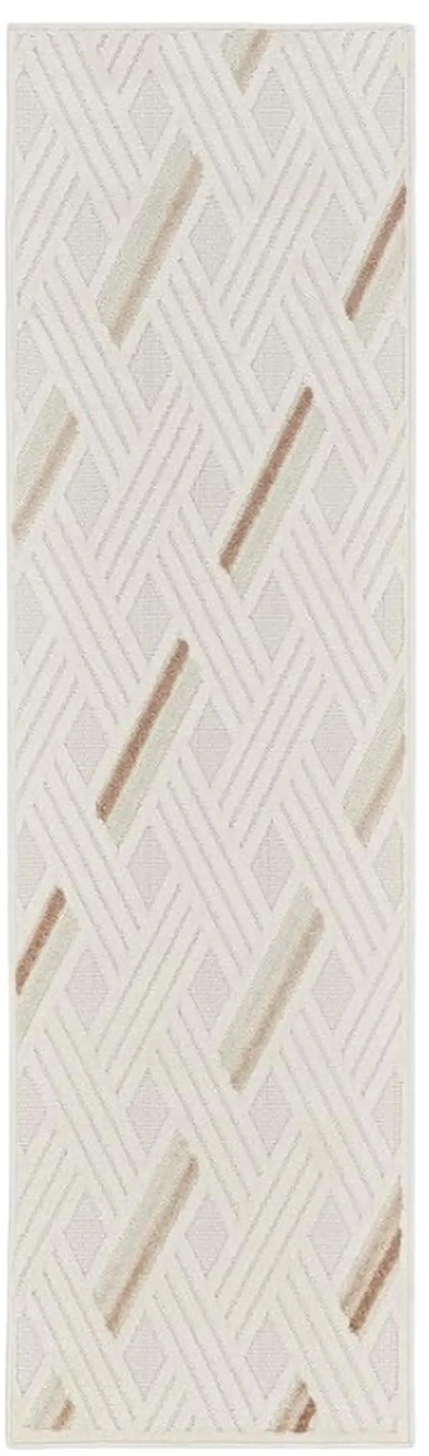 6' Ivory Geometric Runner Rug Photo 1