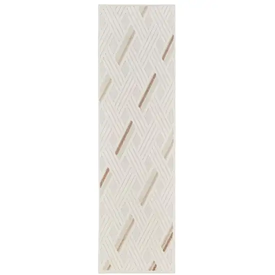 6' Ivory Geometric Runner Rug Photo 1