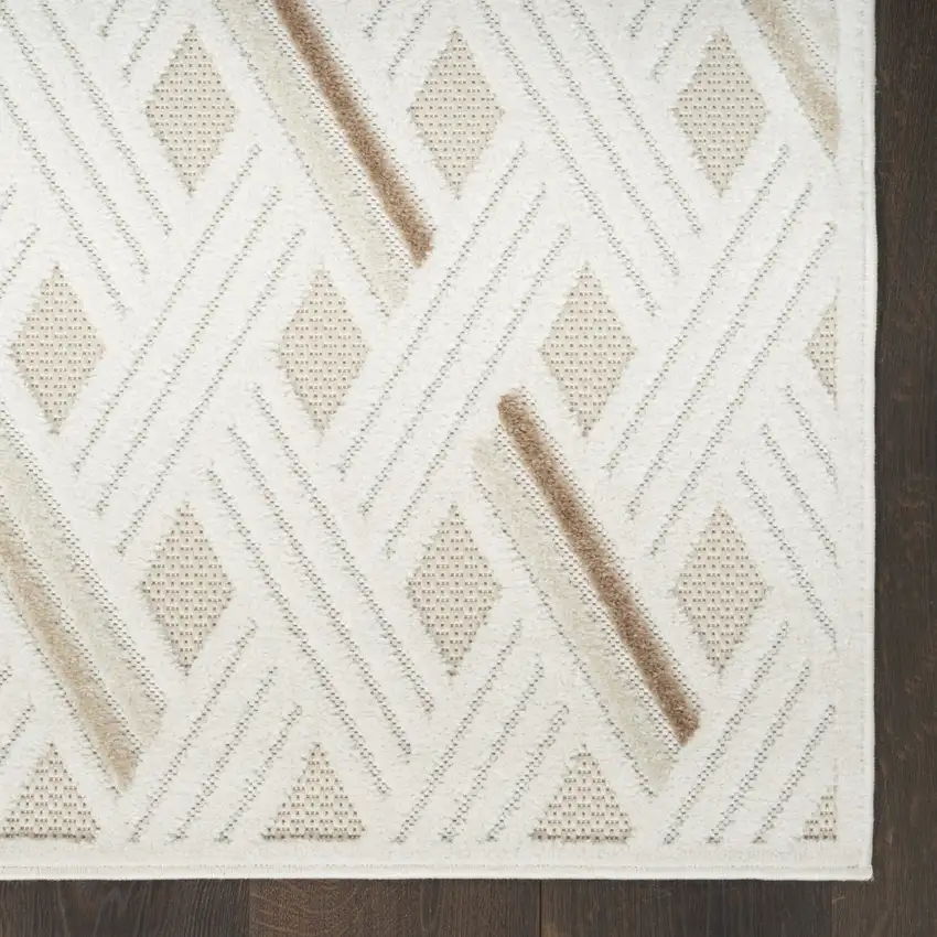 6' Ivory Geometric Runner Rug Photo 7