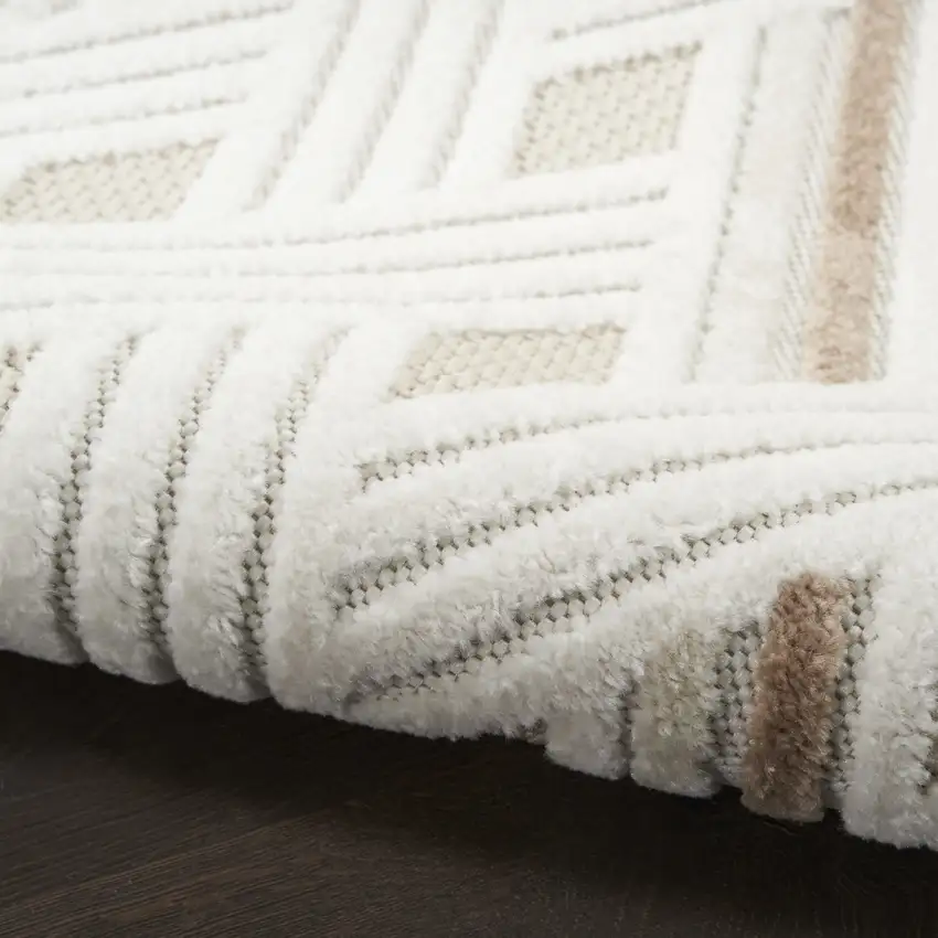 6' Ivory Geometric Runner Rug Photo 4