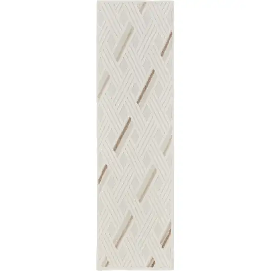 6' Ivory Geometric Runner Rug Photo 1