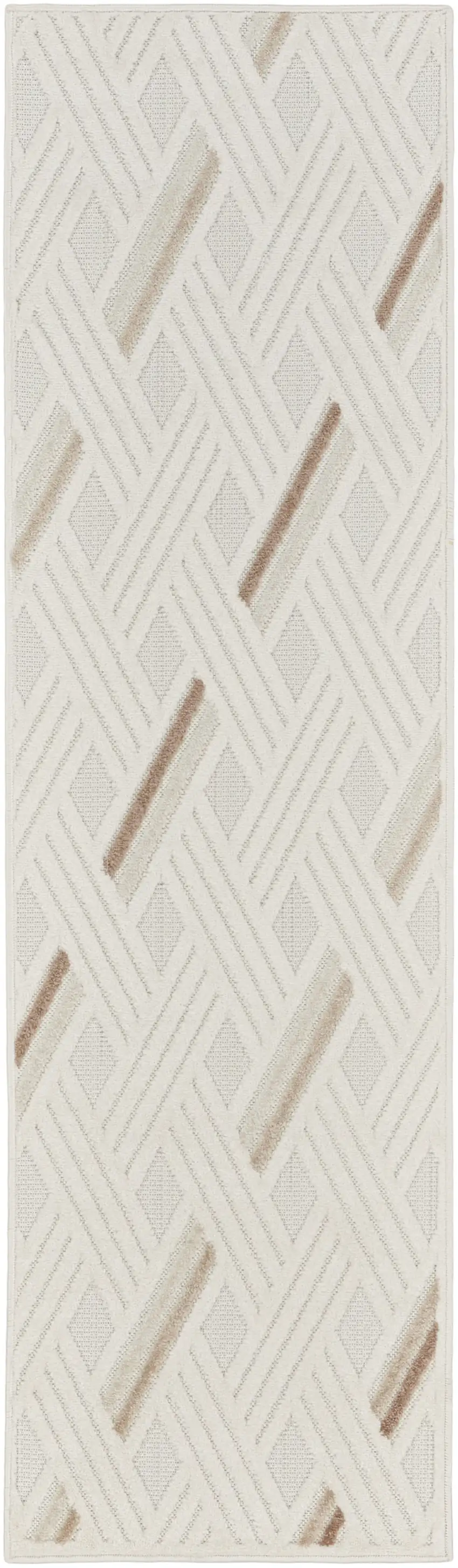 6' Ivory Geometric Runner Rug Photo 1