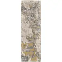 Photo of 8' Ivory Gold And Gray Abstract Stain Resistant Runner Rug