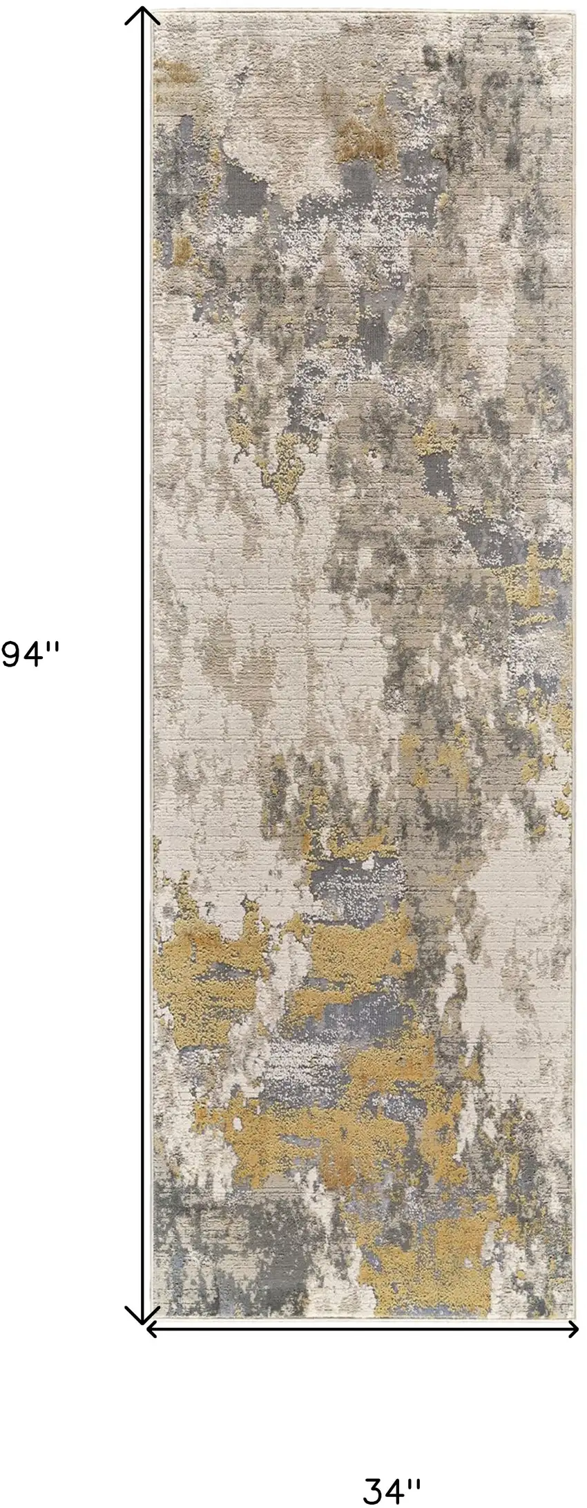 8' Ivory Gold And Gray Abstract Stain Resistant Runner Rug Photo 6