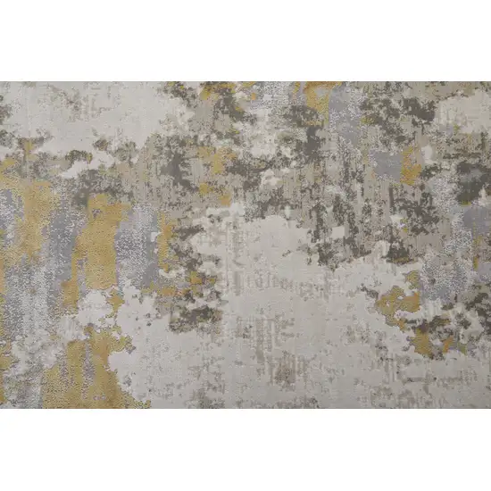 8' Ivory Gold And Gray Abstract Stain Resistant Runner Rug Photo 5