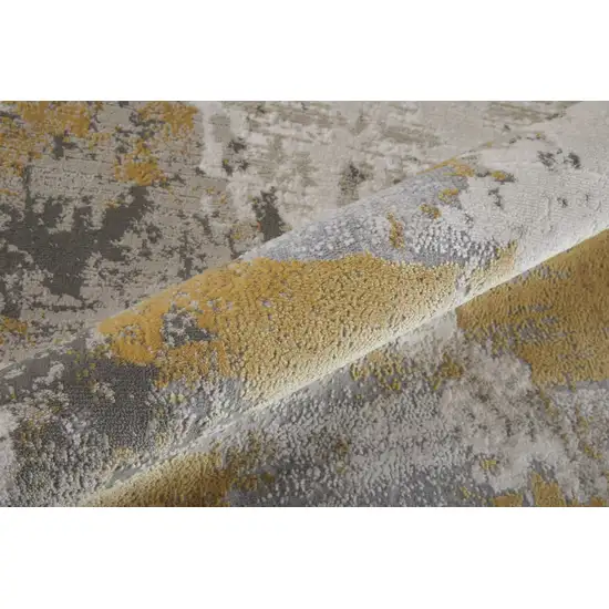 8' Ivory Gold And Gray Abstract Stain Resistant Runner Rug Photo 4
