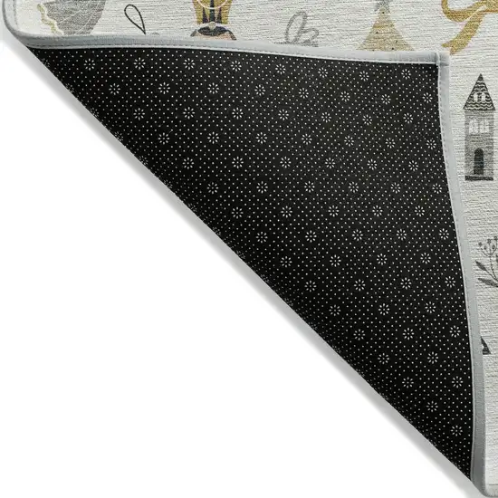 8' Ivory Gold Black And Gray Round Nutcracker Washable Indoor Outdoor Area Rug Photo 8