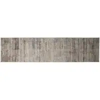 Photo of 10' Ivory Gray And Black Abstract Distressed Runner Rug With Fringe