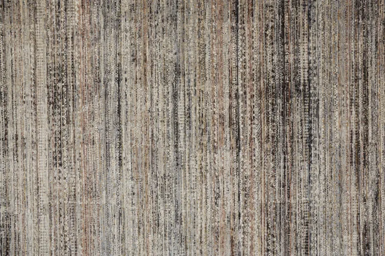 12' Ivory Gray And Black Abstract Distressed Runner Rug With Fringe Photo 2