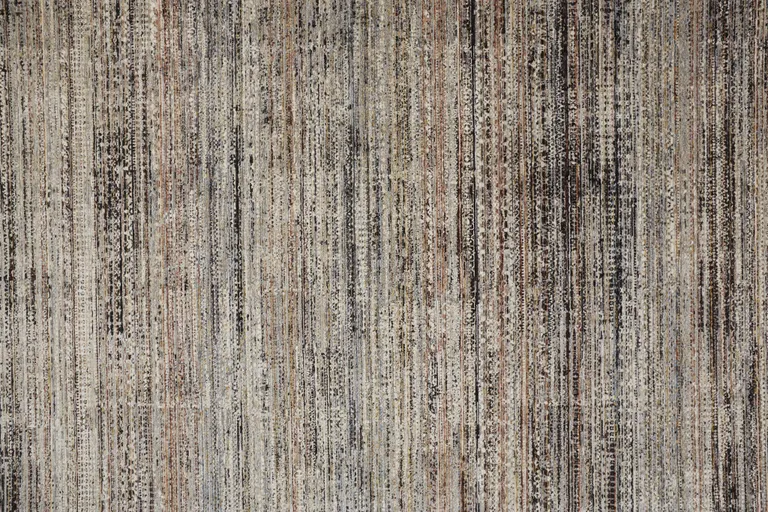 12' Ivory Gray And Black Abstract Distressed Runner Rug With Fringe Photo 5