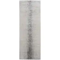 Photo of 8' Ivory Gray And Black Abstract Power Loom Runner Rug