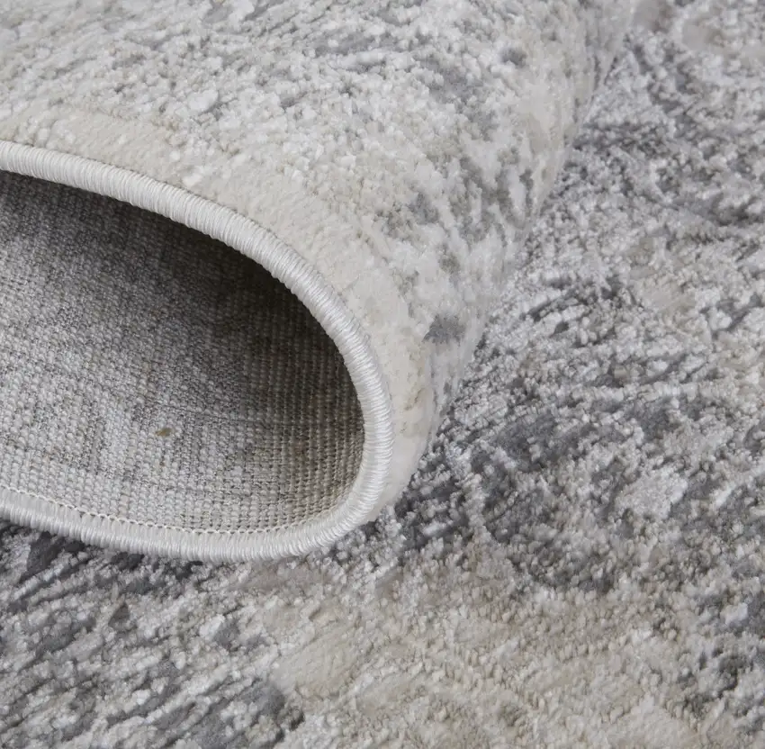 8' Ivory Gray And Black Abstract Stain Resistant Runner Rug Photo 6