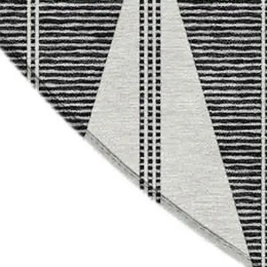 8' Ivory Gray And Black Round Geometric Washable Indoor Outdoor Area Rug Photo 2
