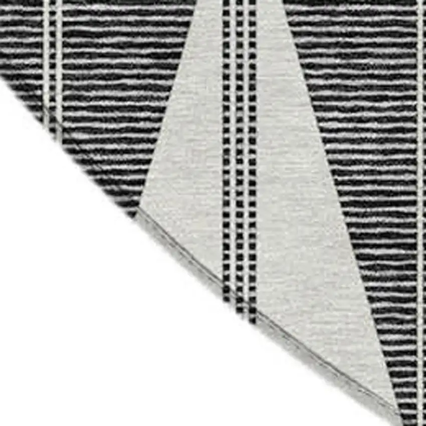 8' Ivory Gray And Black Round Geometric Washable Indoor Outdoor Area Rug Photo 2