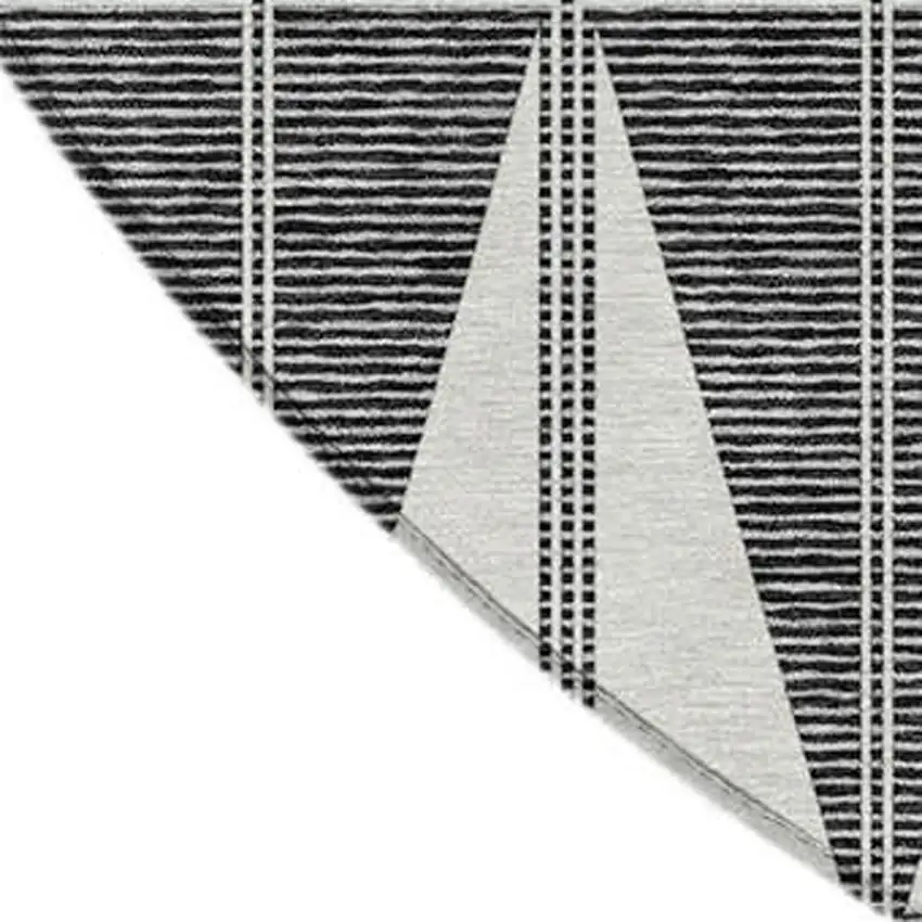 8' Ivory Gray And Black Round Geometric Washable Indoor Outdoor Area Rug Photo 3