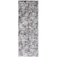 Photo of 8' Ivory Gray And Brown Abstract Power Loom Distressed Stain Resistant Runner Rug