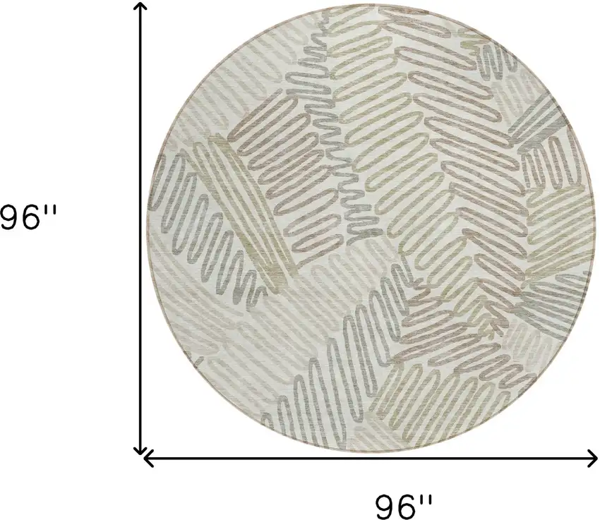 8' Ivory Gray And Brown Round Floral Washable Indoor Outdoor Area Rug Photo 3