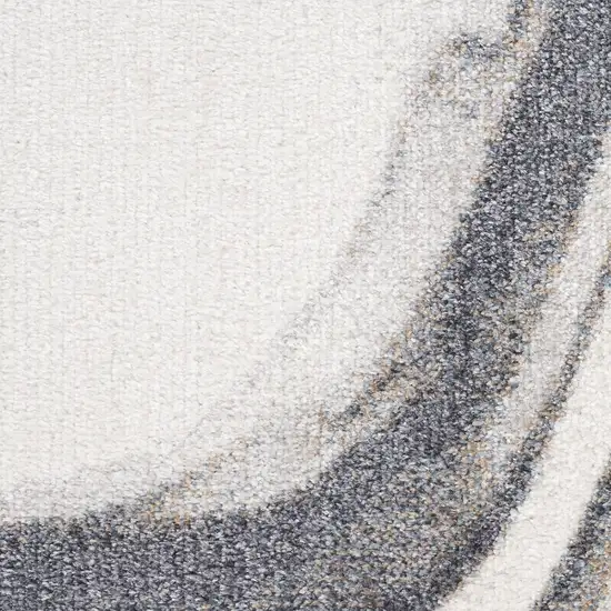 6' Ivory Gray And Charcoal Abstract Runner Rug Photo 4