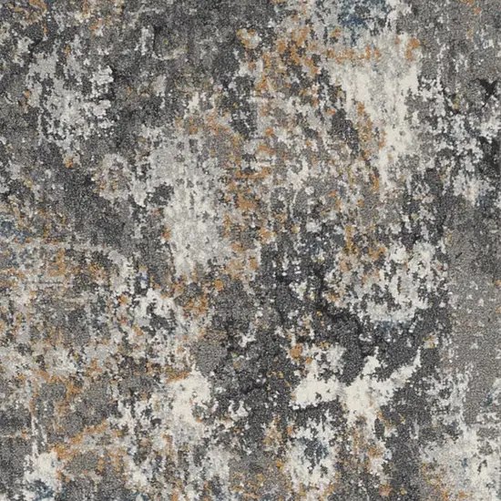 8' Ivory Gray And Orange Abstract Runner Rug Photo 6