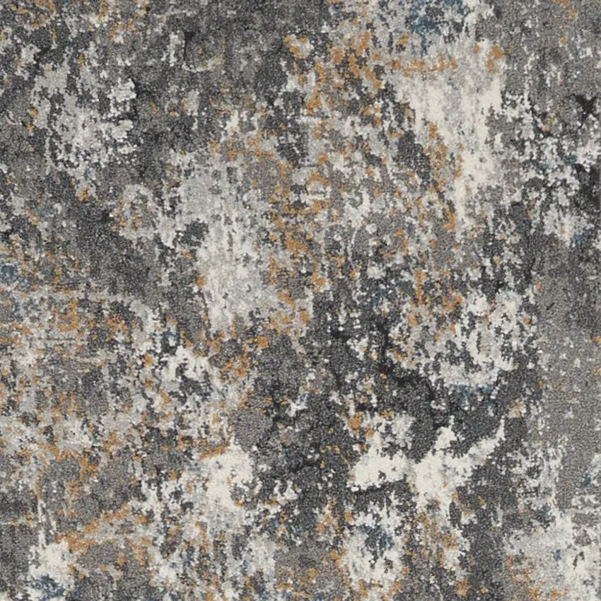 8' Ivory Gray And Orange Abstract Runner Rug Photo 6